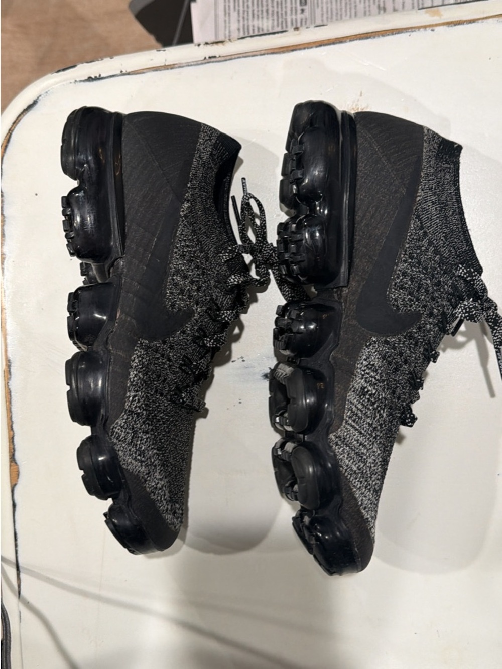 Nike Women’s Black and Dark Gray Flyknit VaporMax Trainers